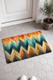 Orange and Blue Zigzag-Patterned Doormat, 40x60 cm, with Non-Slip Sole, Decorative - 2