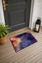 Navy Blue and Orange Galaxy Nebula-Patterned Doormat, 40x60 cm, with Non-Slip Sole, Decorative