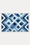 Navy Blue and White Shibori Checked Doormat, 40x60 cm, with Non-Slip Sole, Decorative - 5