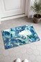 Blue and White Japanese Fan Wave-Patterned Doormat, 40x60 cm, with Non-Slip Sole, Decorative - 2