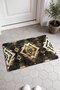 Coffee-Colored Golden Kilim Rug with Ethnic Patterned Design, Door Mat, 40x60 cm, Non-Slip Sole, Decorative - 2