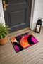 Orange and Pink Retro Patterned Doormat, 40x60 cm, with Non-Slip Sole, Decorative