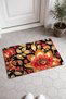 Black and Orange Folk Floral Print Doormat, 40x60 cm, with Non-Slip Sole, Decorative - 2