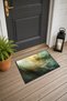 Green and Beige Cloud-and-Fog-Patterned Doormat, 40x60 cm, with Non-Slip Sole, Decorative