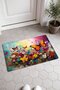 677 Orange and Blue Butterfly-Patterned Doormat, 40x60 cm, with Non-Slip Sole, Decorative - 2