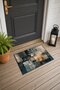 Anthracite Beige Distressed Block-Patterned Doormat, 40x60 cm, with Non-Slip Sole, Decorative