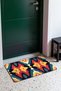 Navy Blue and Yellow Ikat Flame-Patterned Doormat, 40x60 cm, with Non-Slip Sole, Decorative - 3