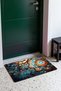 Blue and Orange Flower Garden Patterned Doormat, 40x60 cm, with Non-Slip Sole, Decorative - 3