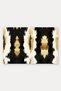 Black Cream Door Mat with Gold Ikat Pattern, 40x60 cm, Non-Slip Sole, Decorative - 5