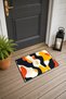 Orange, Yellow, and Navy Blue Camouflage Print Doormat, 40x60 cm, with Non-Slip Sole, Decorative