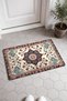 Navy Blue Flower Garden Turkish Rug-Floral Print Doormat, 40x60 cm, with Non-Slip Sole - 4