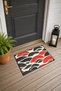 Red and Navy Blue Japanese Wave-Patterned Doormat, 40x60 cm, with Non-Slip Sole, Decorative