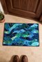 Blue and Green Stained-Glass Wave Mosaic Patterned Doormat, 40x60 cm, with Non-Slip Sole, Decorative - 4