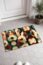 Black Cream Retro Patterned Round Doormat, 40x60 cm, with Non-Slip Sole, Decorative - 2