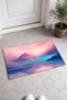 Pink and Blue Lake and Mountain Scenery Patterned Doormat, 40x60 cm, with Non-Slip Sole, Decorative - 2