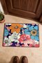 Navy, Orange, and Blue Door Mat with Large Floral Print, 40x60 cm, Non-Slip Sole, Decorative - 4