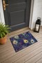 Purple and Navy Peacock-Feather-Patterned Doormat, 40x60 cm, with Non-Slip Sole, Decorative