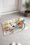 Cream-Colored Door Mat with Linear Composition Striped Pattern, 40x60 cm, with Non-Slip Sole, Decorative - 2