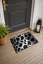 Black and White Lace Leopard Print Doormat, 40x60 cm, with Non-Slip Sole, Decorative