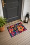 Navy and Fuchsia Baroque Floral Print Doormat, 40x60 cm, with Non-Slip Sole, Decorative