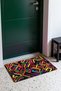 Black Neon-Colored Door Mat with Labyrinth Striped Pattern, 40x60 cm, Non-Slip Sole, Decorative - 3