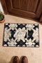 Black Cream Pearl Shell Rosette-Patterned Doormat, 40x60 cm, with Non-Slip Sole, Decorative - 4