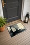 Black Cream Door Mat with Minimal Geometric Pattern, 40x60 cm, Non-Slip Sole, Decorative