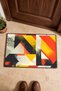 Orange, Yellow, and Black Retro Patterned Doormat, 40x60 cm, with Non-Slip Sole, Decorative - 4