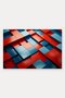 Red and Blue Geometric Patterned 935 Doormat, 40x60 cm, Non-Slip Sole, Decorative - 5