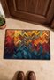 Red and Yellow Zigzag-Patterned Doormat, 40x60 cm, with Non-Slip Sole, Decorative - 4