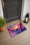 Pink and Purple "Fantastic Clouds" Patterned Doormat, 40x60 cm, with Non-Slip Sole, Decorative