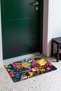 Black, Yellow, and Pink Patchwork Floral Print Doormat, 40x60 cm, with Non-Slip Sole, Decorative - 3