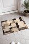 Modern Turkish Rug-Patterned Doormat with Gray and Cream Blocks, 40x60 cm, with Non-Slip Sole - 4
