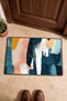 Navy, Peach, and Mustard Brushstroke-Patterned Doormat, 40x60 cm, with Non-Slip Sole, Decorative - 4