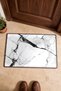 White and Black Cracked Marble Patterned Doormat, 40x60 cm, with Non-Slip Sole, Decorative - 4