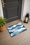 Gray and Blue Watercolor-Style Wavy-Patterned Doormat, 40x60 cm, with Non-Slip Sole, Decorative