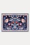 Navy Blue and White Flowers Turkish Rug-Floral Print Doormat, 40x60 cm, with Non-Slip Sole - 5