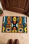 Orange and Blue African Eye Motif Door Mat, 40x60 cm, with Non-Slip Sole, Decorative - 4