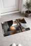 Gray Copper Metallic Geometric Patterned Doormat, 40x60 cm, with Non-Slip Sole, Decorative - 2