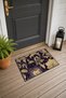 Purple Gold Damask Floral Print Doormat, 40x60 cm, with Non-Slip Sole, Decorative