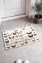 Cream-Brown Butterfly-Patterned 568 Doormat, 40x60 cm, with Non-Slip Sole, Decorative - 2
