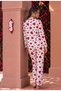 Soft-Textured Cotton Red-Patterned Long-Sleeved Button-Up Pajama Set (Comes with a Free Pair of Glasses) - 5