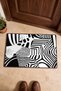 Black and White Op Art Collage-Patterned Doormat, 40x60 cm, with Non-Slip Sole, Decorative - 4