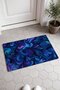 Navy Blue and Purple Ebru Swirl-Patterned Doormat, 40x60 cm, with Non-Slip Sole, Decorative - 2