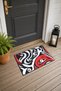 Red, Black, and White Swirl-Patterned Doormat, 40x60 cm, with Non-Slip Sole, Decorative