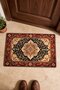Burgundy and Cream Classic Saray Turkish Rug-Patterned Doormat, 40x60 cm, with Non-Slip Sole