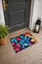 Orange and Blue Stained-Glass Floral Print Doormat, 40x60 cm, with Non-Slip Sole, Decorative