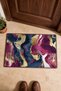 Navy, Burgundy, and Gold Marble Patterned Doormat, 40x60 cm, with Non-Slip Sole, Decorative - 4