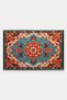 Turquoise and Red Flowers Turkish Rug-Patterned Doormat, 40x60 cm, with Non-Slip Sole - 5