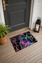 Purple, Pink, and Neon Stained-Glass Patterned Doormat, 40x60 cm, with Non-Slip Sole, Decorative